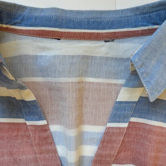 Zara Blouse Striped Linen Blend Button Up Cropped Short Sleeve Collared Sz S - Picture 10 of 14